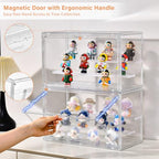 Freebat Clear Acrylic Display Case for Collectibles - 3-Tier Adjustable Figure Display with Magnetic Door & Removable Shelves,Stackable Dispaly box for Figures - 2 Pack - size: 2pack