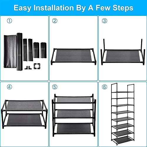 8 Tier Metal Sturdy Shoe Rack for Entryway/Closet, Stores 16-20 Pairs of Shoes, Multi-use Shelf Organizer for Space Saving Storage - size: 8 Tier