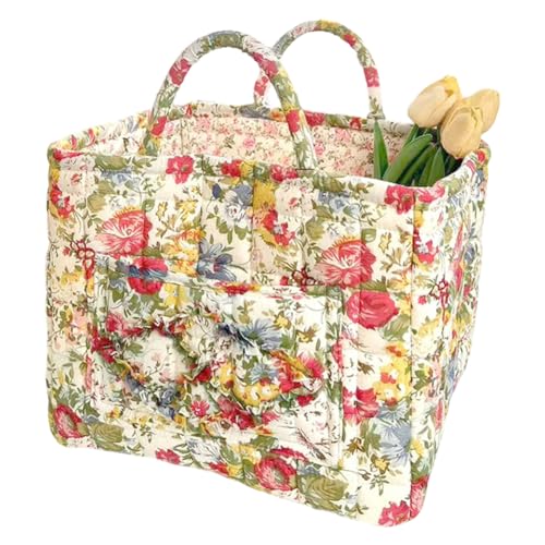 Boho Fabric Storage Basket, Boho Laundry Basket with Handle, Floral Pattern Foldable Laundry Baskets, Large Capacity Tote Bag Convenient for Organizing Clothes and Sundries - color: Red