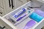 madesmart Expandable Dental Tray Drawer Organizer with Drying Stone, Clear Plastic Organizer for Toothbrush, Dental Floss, Water Flosser, Mouthwash - size: Expandable
