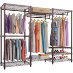 VIPEK V5 Portable Closet Wardrobe Heavy Duty Clothes Rack Metal Freestanding Clothing Racks, Adjustable Custom Closet Racks with 4 Hanging Rods & 8 Shelves, 68.9" Lx15.7 Wx76.4 H, Bronze - color: Bronze, size: V5 Standard