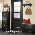 Haotian Black Hallway Shoe Bench, Narrow Shoe Rack Entryway, Small Shoe Cabinet with Flip-Drawer and Seat Cushion, FSR82-K-SCH - color: Black, size: 1 Drawer:24x9.4x20"