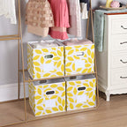 MAX Houser Fabric Storage Bins Cubes Baskets Containers with Dual Plastic Handles for Home Closet Bedroom Drawers Organizers, Foldable, Set of 4 (Yellow) - color: 28 yellow