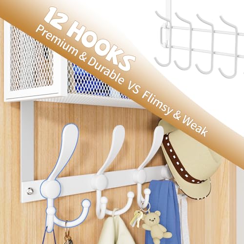 Kaiferty Over The Door Hooks Organizer, Coat Rack Over The Door Storage Hanger Towel Rack, Back of Door Storage Organizer for Bathroom,Bedroom,Kitchen,Office (White, 3-Tier) - color: White, size: 3-Tier
