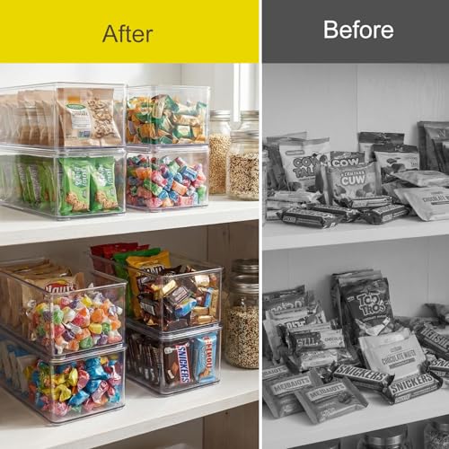 Hudgan 4 Packs Refrigerator Organizers and Storage, 4 Small Stackable Clear Plastic Bins for Pantry Organizer, Home Edit, Kitchen Cabinet, Fridge, Bathroom, Office, Drawer - size: 4S