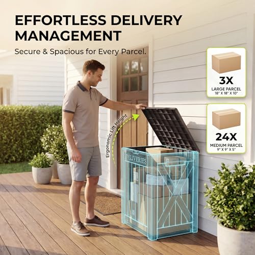 Greesum 52 Gallon Extra Large Deck Box with Lock, Heavy-Duty Resin Outdoor Storage Container, Waterproof Lockable Chest for Patio Furniture, Garden Tools, Pool Equipment, Dark Brown - color: Dark Brown, size: 52 Gallon