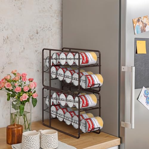 MOOACE Can Organizer for for Pantry, Stackable Soda Can Dispenser Canned Food Storage, Kitchen Cabinet Fridge Beverage Cans Holder, 4 Pack, Bronze - color: Bronze