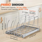 VEVOR Pan and Pot Rack, Expandable Pull Out Under Cabinet Organizer, Cookie Sheet Baking Pans tray Organization, Adjustable Wire Dividers, Steel Lid Holder for Kitchen Cabinet & Pantry Storage, 11.7"W - size: 10 inch, style: Single Tier