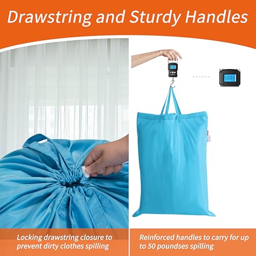 Polecasa Extra Heavy-Duty Laundry Bag 28x36”- Machine Washable Large Storage Bag with Reinforced Handles & Drawstring Closure & ID Tag for College Dorm Travel -Gulf Blue - color: Gulf Blue, size: 28" x 36" | 1 Pack