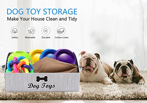 Morezi Dog Toy Basket - Organize Pet Toys, Blankets, Leashes, Chews in Living Room, Playroom, Closet, Shelf - Grey - color: Grey
