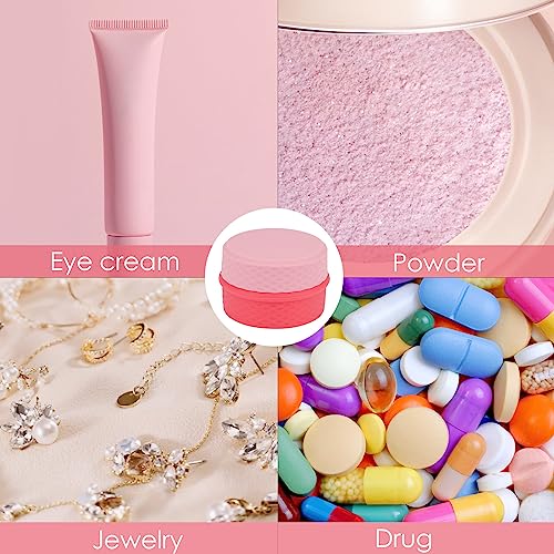 Adorila 2-Pack Silicone Travel Makeup Containers, 0.34oz/10ml TSA Cream Jars, 3-in-1 Modular Skincare Storage Case (Pink, Purple) - color: Purple+Pink
