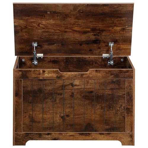 JungleA 30'' Storage Chest Trunk, Large Wooden Box, Shoe Blanket Storage Bench, Chest Organizers w/2 Safety Hinges, for Living Room, Bedroom, Entryway, Rustic brown - color: Rustic Brown, size: 30''