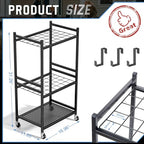 DAOUTIME Garden Organizer With Wheels, Yard Tower Rack for Garage Storage, Up to 35 Long-Handled Tools, Sturdy Metal Steel Holder With 3 Hooks, Outdoor, Black - size: 3 Tier