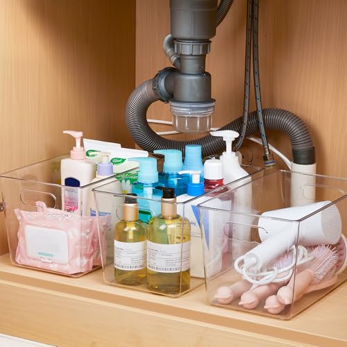 YIHONG Clear Plastic Storage Bins, 8 Pack Pantry Organizer Bins with Handle for Kitchen, Freezer,Cabinet,Closet Organization and Storage(XL) - size: XL(13"L x 7.4"W x 7"H)