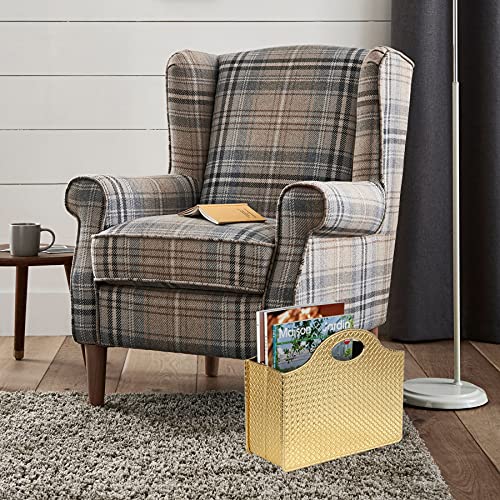HofferRuffer Magazine Basket Holder, Foldable Magazine Rack, Document File Holder Organizer, File Folder, Newspaper Storage Bin Organizer for Home or Office (Gold) - color: Gold