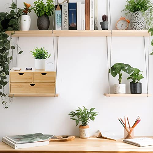 Charmewooden Bamboo Desk Organizer With Drawers Countertop Drawers Counter Storage Box Corner Desk Organizer for Home Office No Assembly Required (3 Drawers) - style: 3 Drawers