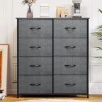 YITAHOME 8 Drawers Fabric Dresser - Storage Tower Unit Organizer Unit for Living Room & Closets - Sturdy Steel Frame & Easy Pull Fabric Bins - color: A-dark Grey