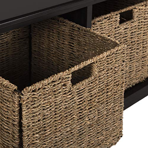 Safavieh American Homes Collection Lonan Grey and White Wicker Storage Bench - color: Black