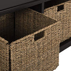 Safavieh American Homes Collection Lonan Grey and White Wicker Storage Bench - color: Black
