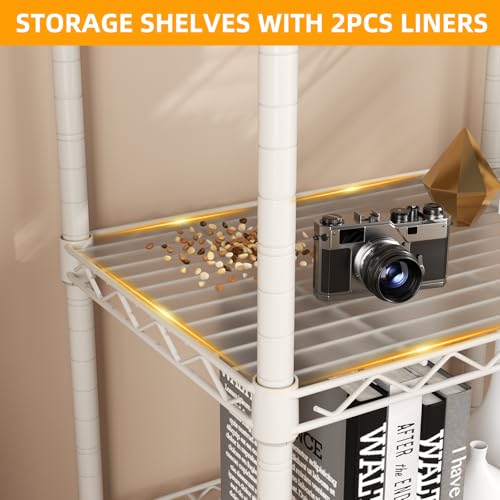 SINGAYE 4 Small Shelves Storage Shelf Wire Shelving Unit Metal Shelf Adjustable Organizers Storage Shelving with Wheels for Bathroom Laundry Room Kitchen Pantry11.5”D x 17.5”W x 30.5”H White - color: White, size: 4Tier/11.5"D X 17.5"W X 45"H