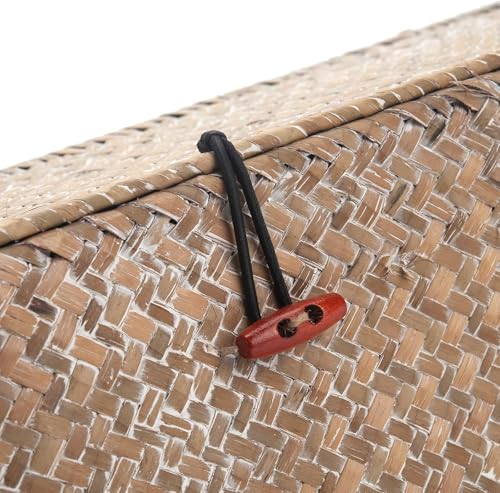Seagrass Storage Basket for Bathroom - Wicker Toilet Tank Basket with Lid - Woven Storage Box for Organizing (Whitewash, 16.5" x 5.5" x 5.5") - color: Whitewash, size: 16.5" x 5.5" x 5.5"