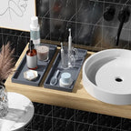 BBK Bathroom Trays 2 Pack (Large, Gray) - Silicone, Rectangular, Dishwasher Safe - Organize Toiletries & Grooming Products - color: Gray (2-pack Large)