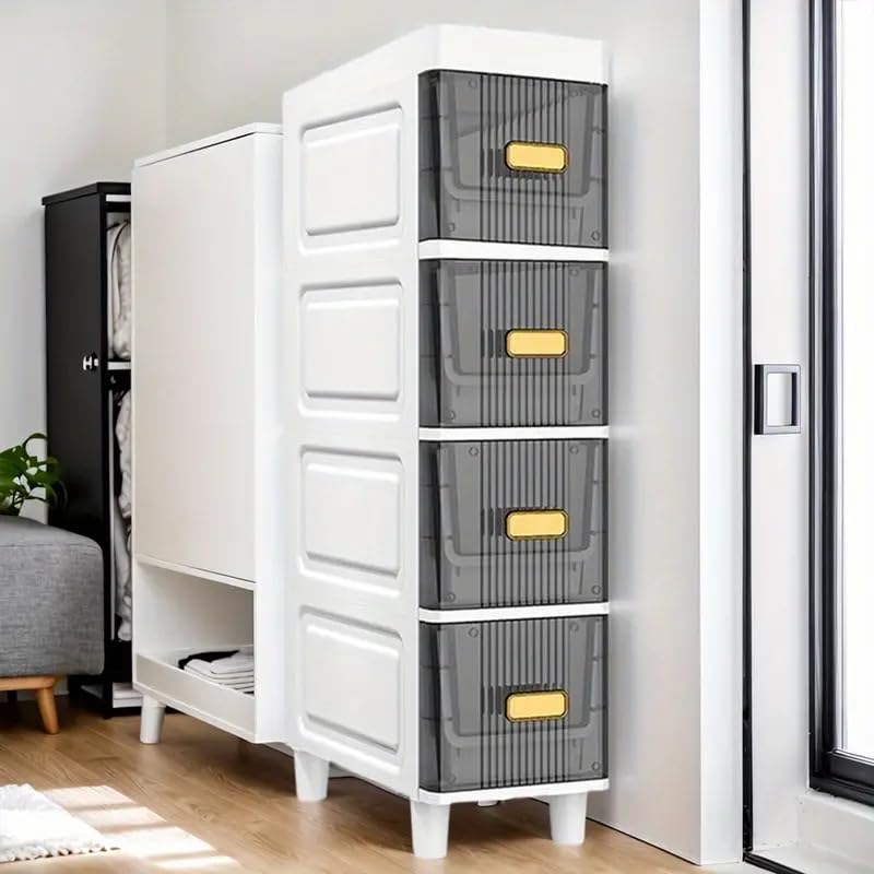 LDQ Slim Storage Cabinet with Drawers - Durable Waterproof PP Organizer for Bathroom/Kitchen/Health - Small Spaces, Snacks, Display & Retail-4layers - size: 4layers