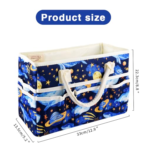 E-WEICHEN Craft Organizer Tote Bag Art Storage Caddy with Multiple Pockets Containers for Art,Craft,and Office Supplies Storage.Dark Whale - color: Dark Whale