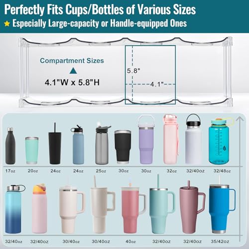 Design for Stanley 40 OZ & Large Bottles & Tumblers with Handle - Acrylic Water Bottle Organizer - Stackable Clear Wine Rack Cup Holder for Home Kitchen Pantry Shelf Countertop Cabinet, 3 Tier Hold 12 - size: 3 Tier for 12