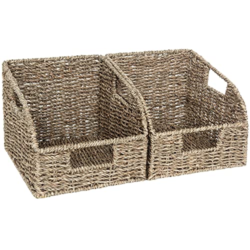 StorageWorks Wicker Baskets for Organizing, Pantry Organizers and Storage, Seagrass Storage Basket for Pantry Shelves, Natural, 2 Pack - color: Natural(Seagrass), size: 2x 8½"L x 10"W x 7½"H