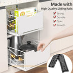 ZOINLIY Pull Out Cabinet Organizer, Pantry Slide Out Drawer Organizer with Adhesive Strips, Heavy Duty Under Sink Organizer, Storage and Organization for Kitchen, Bathroom, 15.7" D x 11.8" W x 6.7" H