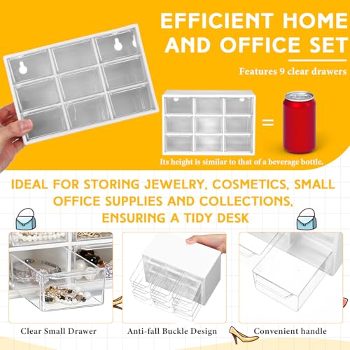 Wenqik 2 Pcs Mini Storage Drawers Teacher Toolbox Organizer with 9 Clear Drawers Small Plastic Desktop Teacher Desk Craft Organizer for Classroom Office 7" x 3. 9" x 4. 7" (Black, White) - color: Black, White