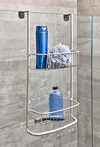 iDesign Forma Bathroom Over The Door Shower Caddy with Storage Baskets Shelves for Shampoo, Conditioner, Soap, Set of 1, Satin - color: Satin