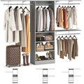 iSunirm 8FT Closet System with Shelves, 96'' Closet Organizer System with 3 Hanging Rods, Wall Mount Bedroom Wardrobe Walk-in Closet, Adjustable Cloth Garment Rack from 5 to 8FT (Cut to Fit), Grey - color: Grey