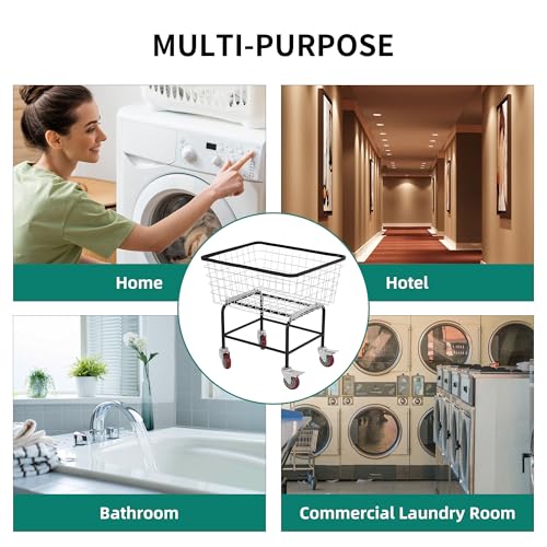 Extra-Large Rolling Laundry Cart with Wheels Holds 4 Washer Loads, Wire Laundry Basket, Heavy-Duty Steel Storage Basket with Galvanized Finish, for Commercial or Home Laundry - size: 4 Washer Loads