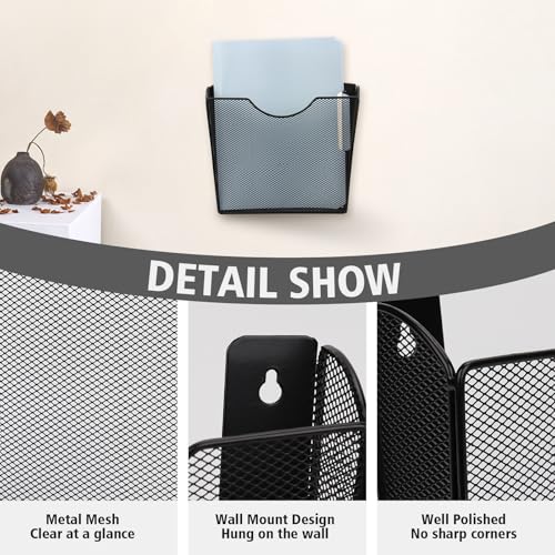 Wall Mount File Holder Mesh Metal Vertical Magazine Holder Letter Size Wall File Organizer Magazine Rack Wall Folder Storage Mail Organizer Hanging Basket Hanging File Organizer for Office (1 Pack) - size: 1 pack