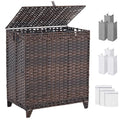 Laundry Hamper with Lid, 190L Large Laundry Basket 3 Section with 6 Removable Liner Bags & 3 Mesh Laundry Bags, Handwoven Rattan Clothes Hamper with Heightened Feet, No Install Needed, Brown - color: Brown