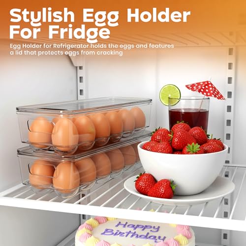 Utopia Home Egg Container With Lid and Handle for Refrigerator - Pack of 1 - Clear Stackable Egg Holder for Kitchen Storage and organization - size: Pack of 1