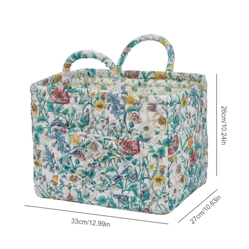 Quilted Laundry Basket with Handles, Aesthetic Collapsible Fabric Storage Basket for Clothes, Diapers & Toys - Multi-Purpose Boho Organizer Tote for Car, Home & Picnic (J) - color: J