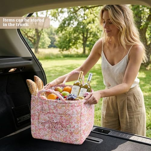 Floral Fabric Storage Basket Car Interior Storage Basket Underwear Sundries Laundry Baskets Supplies Home Organizer Bag (style 8) - color: style 8