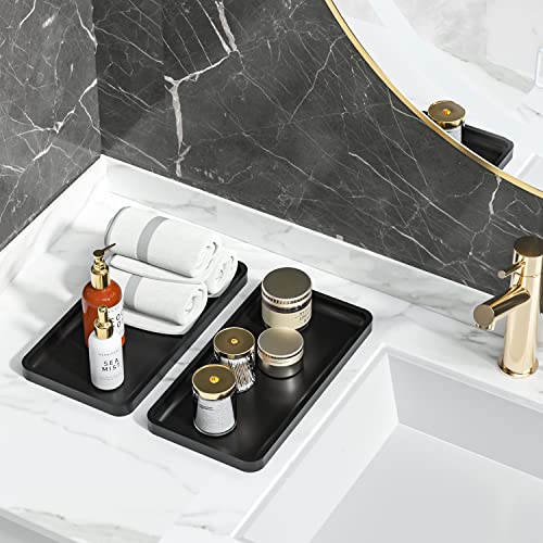 Weenson Bathroom Vanity Trays for Countertop Toiletries Decor Candle Perfume Makeup, Kitchen Tray for Soap Dispenser Spice Salt Oil, Black Tray for Toilet Tank Nightstand Coffee Set of 2 - color: Black, size: 2 Pack 11.8"L x 6.1"W x 0.8"H