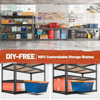 REIBII 48" W Garage Shelving Heavy Duty 2550 LBS Storage Shelves 4 Tier Heavy Duty Shelving, Adjustable Metal Shelves, Industrial Shelf for Garage, Warehouse, Pantry, 48" W x 60" H x 24" D - size: 48" W x 60" H x 24" D