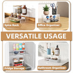 10 Pack Acrylic Spice Rack Organizer for Cabinet(10.8"~12.4"L), 5 Size Seasoning Organization with Non-Slide Silicone Pads, Clear Shelf Riser Storage Can & Cup for Kitchen Countertop, Cupboard, Pantry