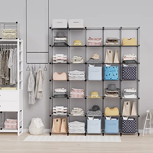 HOMIDEC Closet Organizers and Storage, 16 Cube Storage Organizer, Portable Closet Organizer Cubes Shelves for Clothes, Bedroom, Wardrobe, Kids Room, Bathroom, Grey - color: Grey, size: X-Large
