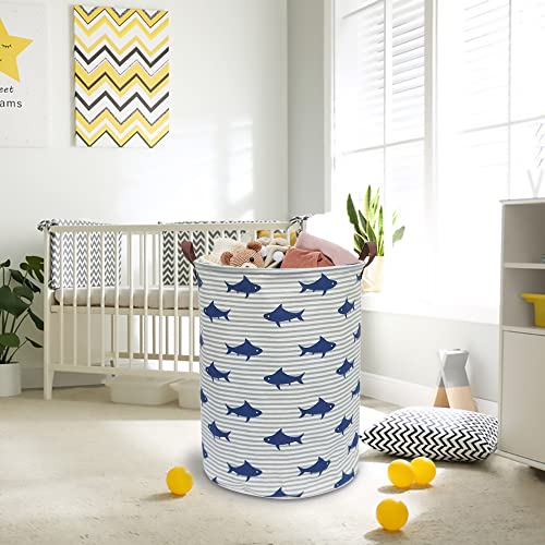CLOCOR Kids Laundry Basket,Shark Toy Storage Bins,Baby Clothes Hamper,Round Gift Basket with Handles for Bedroom Nursery,Toddler Room Decor (Shark) - color: Shark