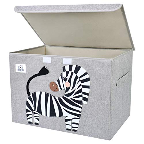 CLCROBD Foldable Large Kids Toy Chest with Flip-Top Lid, Collapsible Fabric Animal Toy Storage Organizer/Bin/Box/Basket/Trunk for Toddler, Children and Baby Nursery (Zebra) - color: Zebra
