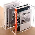 HeZone Magazine Holder, Clear Acrylic Desk Organizers, File Organizer for Desk, Magazine Rack- Desktop Book Storage -Independent Vertical 1 Space-2 Pack - style: 2PC-A4