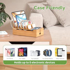 Pezin & Hulin Bamboo Charging Stand Rack, Wooden Charge Box for Mobile Phones, Tablets, Smart Watch and Earbuds, Wire Cable Organizer Box, Bedside Dock Stand Holder (NO Power Adapter Supply) -Natural - color: Natural (No Charger)