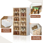 ANTBOX Shoe Organizer Storage Box, Portable Folding Shoe Rack For Closet With Magnetic Clear Door,Large Sneaker Cabinet Bins Sturdy Easy Assembly 6 Layers-12 Grids - size: 6 Layers-12 Grids