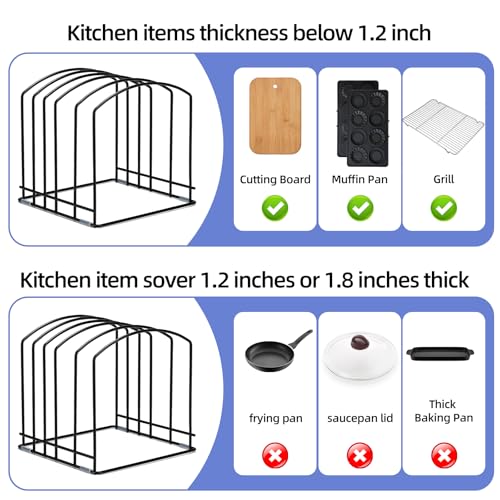 5-Slot Cutting Board Organizer, Bakeware Organizer, and Kitchen Cabinet Organizer for Baking Trays and Cookie Sheets (1pc 5 Slot for two size) - size: 1pc 5 Slots for two size